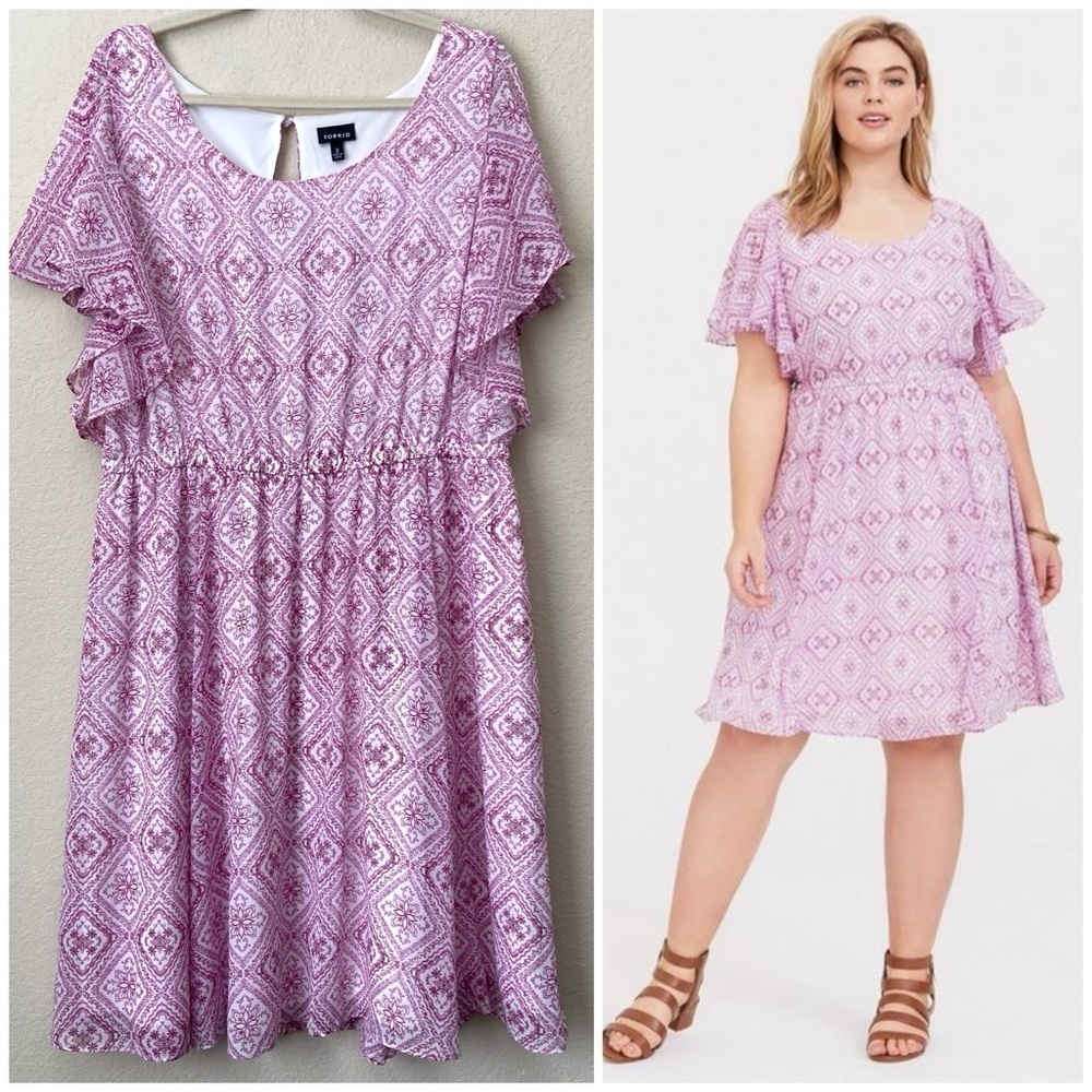 Torrid 2X Mini Chiffon Printed Skater Dress